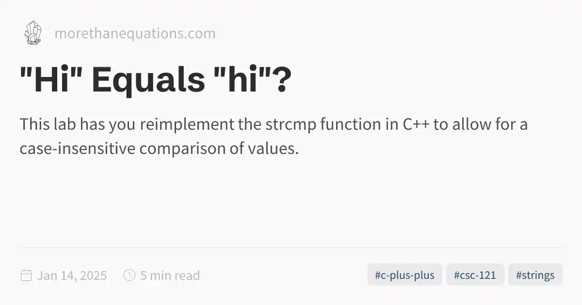 "Hi" Equals "hi"?