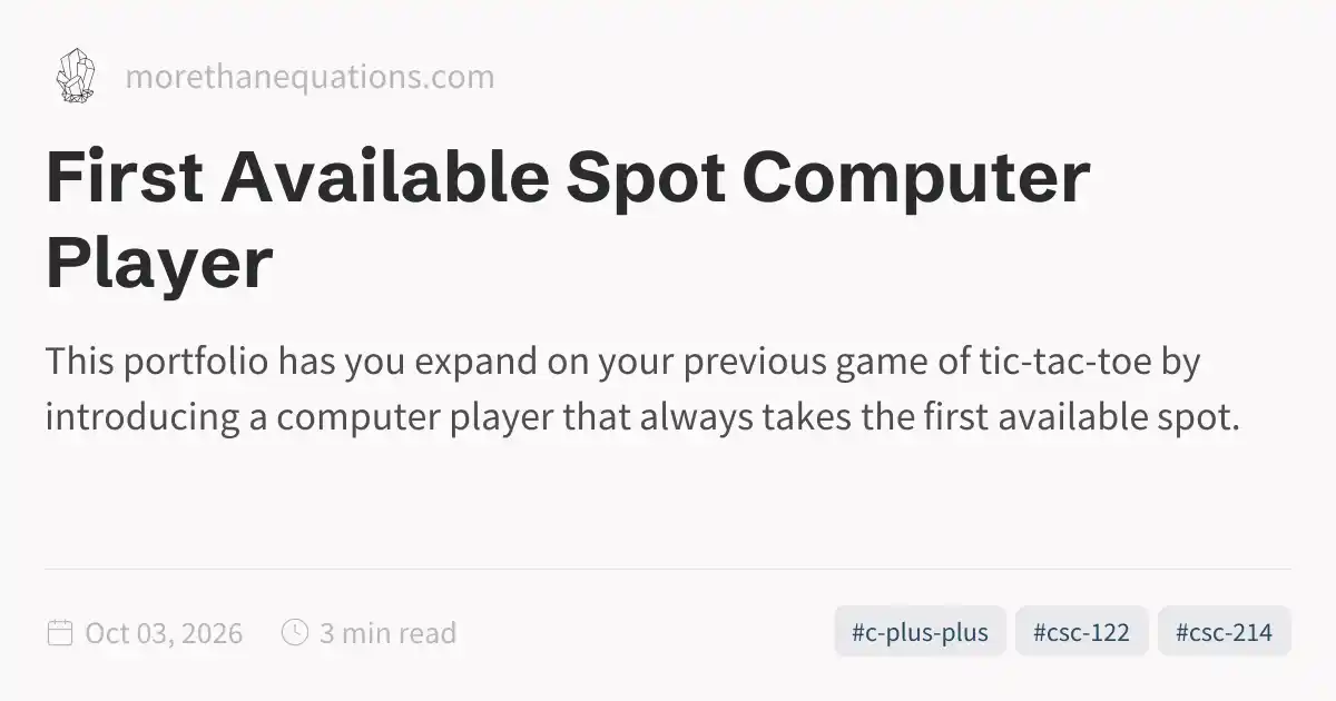 First Available Spot Computer Player